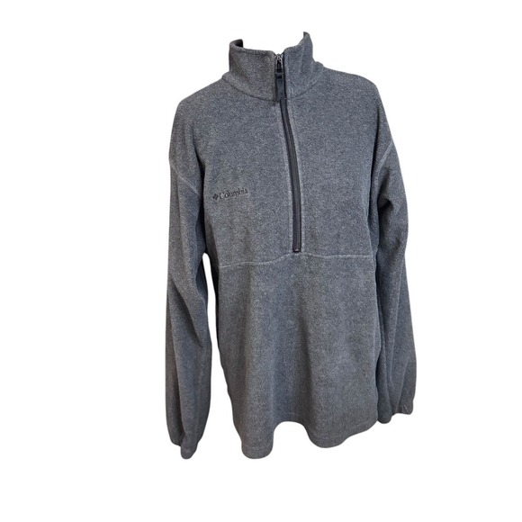 Columbia‎ Jacket Mens Size XL Fleece Gray Quarter 3/4 Zip Long Sleeve Medium - Picture 1 of 8
